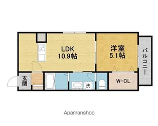 フィユフラッツ中桜塚【102号室】の間取り