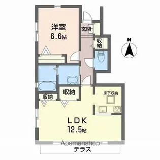 コアロード門戸【102号室】の間取り