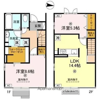福井県越前市国高2丁目【テラスハウス】の間取り
