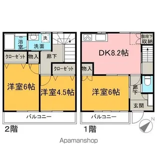 埼玉県入間市下藤沢3丁目【テラスハウス】の間取り
