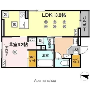 プランドゥブレ西新【1階】の間取り