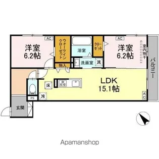 DEサーン B棟【1階】の間取り