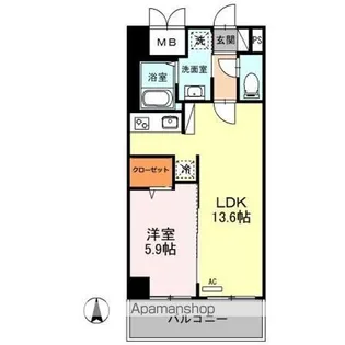 ハック北戸田クレシア【6階】の間取り