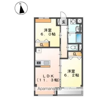 クリス竹【302号室】の間取り