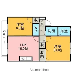 グリーン宮丘 B棟【202号室】の間取り