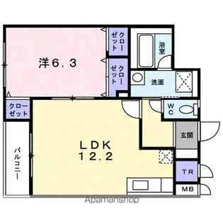 ジュネス松陰【1階】の間取り