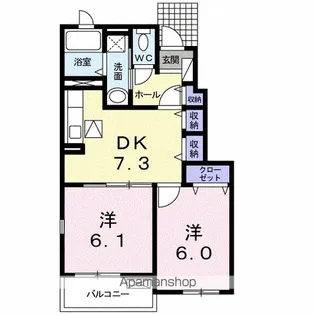 リヴァー アンジュA【1階】の間取り