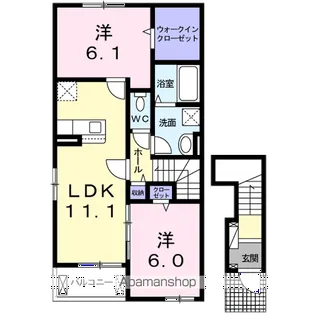 パークビサイドⅢ【2階】の間取り