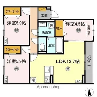 DーKISARIA大和【3階】の間取り