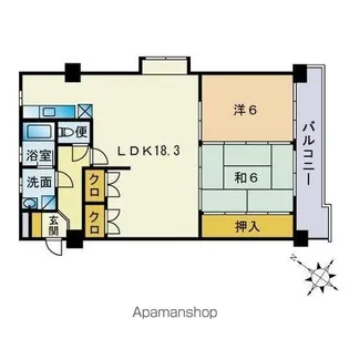 ロワールマンション大橋第一【4階】の間取り