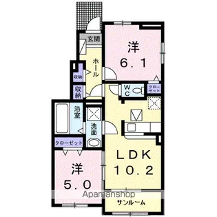ガーデンハウス 華なんB【1階】の間取り