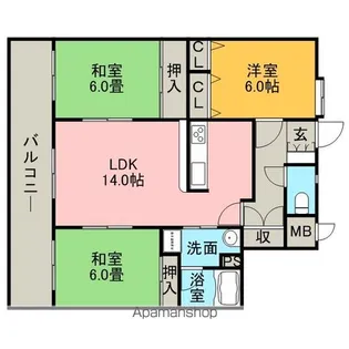 ロワールマンション春日原【2階】の間取り