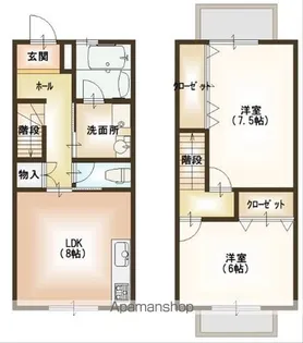 滋賀県東近江市妙法寺町【テラスハウス】の間取り