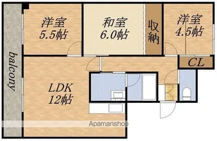 サントアリオ・デ大谷地【510号室】の間取り
