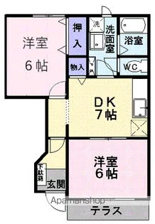シャン・ド・ボムB【1階】の間取り