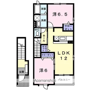 アップルフィールド B【202号室】の間取り