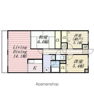 メイプル稲毛【3階】の間取り