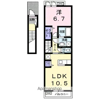 広島県福山市千田町3丁目【アパート】の間取り