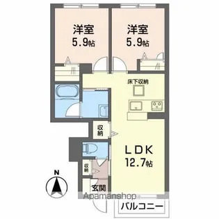 シャーメゾン瀬戸内【1階】の間取り