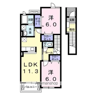 シェン ヴァウムB【2階】の間取り