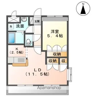 PLACE DE VERT B【101号室】の間取り