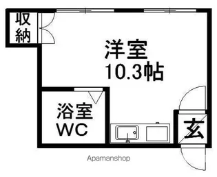 コーポライフ24軒M棟【203号室】の間取り