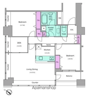 レジディアタワー上池袋(タワー棟)【15階】の間取り