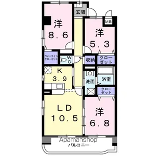 グラシエ【3階】の間取り