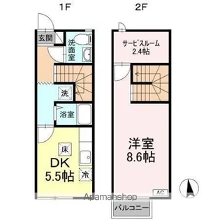 リースランド木太【1階】の間取り
