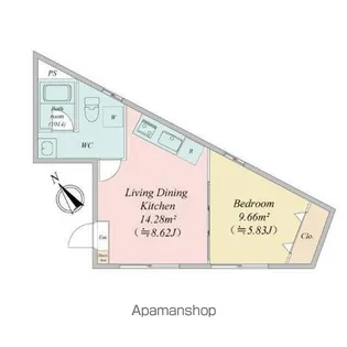 LIVEFLAT市ヶ谷【2階】の間取り