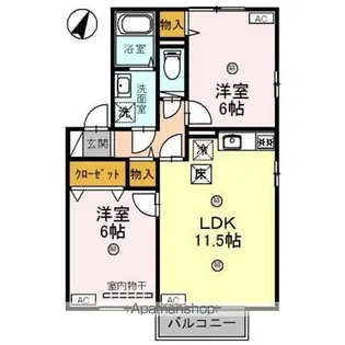 グレイスフルスクエア D【1階】の間取り