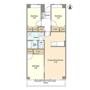 テラスレジデンス船橋夏見【1階】の間取り