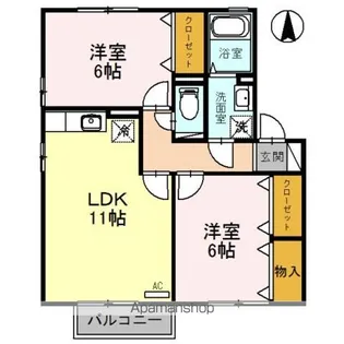 コンフォートヴィレッジ B【2階】の間取り