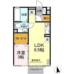 サザンスクェア B【2階】の間取り