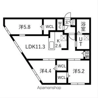 ラグランジュ円山【3階】の間取り