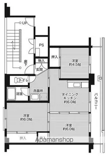 ビレッジハウス北山手1号棟【5階】の間取り