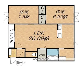PRIMA KAMISHIHORO C【2階】の間取り