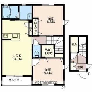 マストタウン下門前E【E202号室】の間取り