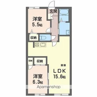 エステート花もと【1階】の間取り