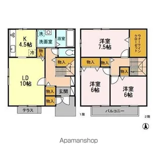 長野県松本市桐3丁目【テラスハウス】の間取り