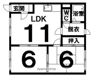 コーポニュータウン【205号室】の間取り