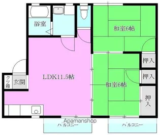 サザンクロス(伊形町)【102号室】の間取り