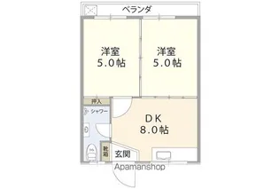 津嘉山北谷アパート【202号室】の間取り
