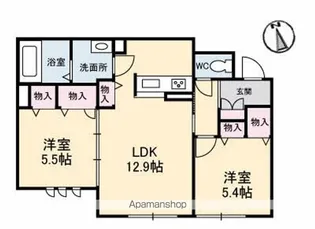ベレオ中島田【1階】の間取り