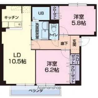 2LDKの間取り画像