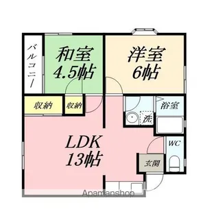 レティシア関Ⅰ【2B号室】の間取り