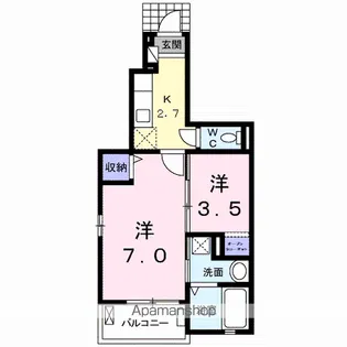 アクアコンフォートA【105号室】の間取り