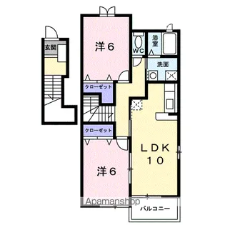 ペルシュワール デゥー B【2階】の間取り