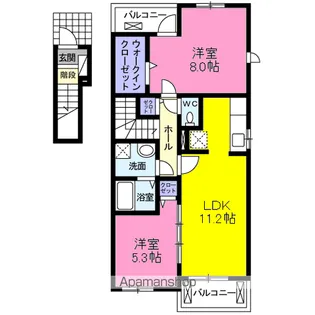 ピースヴィラ袋原南Ⅰ【2階】の間取り