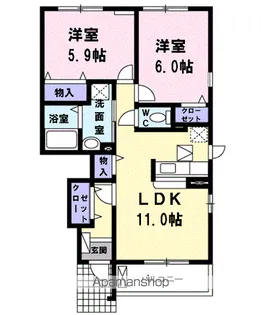 愛知県北名古屋市中之郷北【アパート】の間取り
